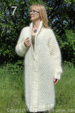 Fine knit mohair coat in ivory