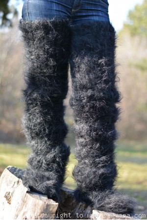 Brushed huge mohair socks hand knitted to order