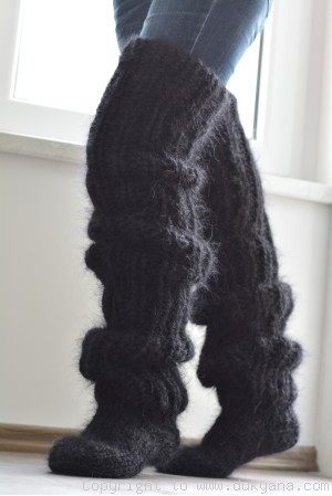 Huge mohair socks hand knitted chunky and warm leggings