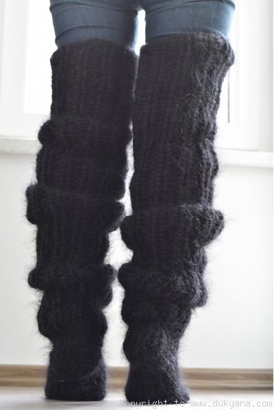 Huge mohair socks hand knitted chunky and warm leggings