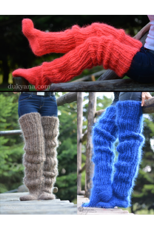 Huge mohair socks hand knitted chunky and warm leggings