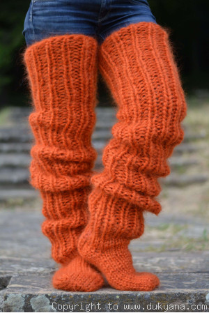 Huge wool socks hand knitted on request