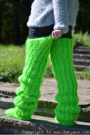 Huge mohair socks hand knitted chunky and warm leggings