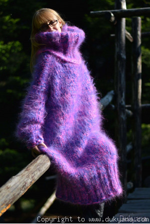 Chunky and silky huge Tneck mohair sweater