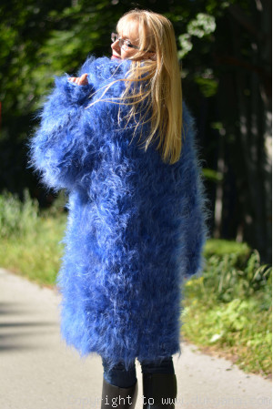 Super chunky and fuzzy huge mohair sweater in blue mix