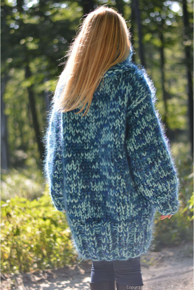 Chunky wool mohair Tneck sweater monster jumper/H22
