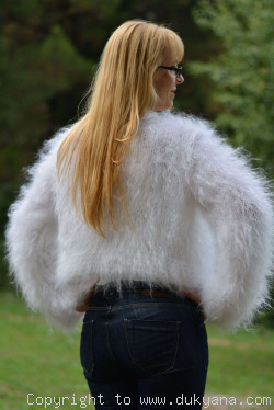 Hand knitted soft and silky mohair bolero in white