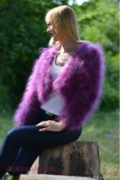 Fuzzy mohair bolero in purple mix
