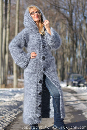 Hand knitted chunky mohair cardigan