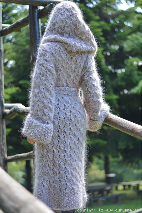 Hand knitted chunky mohair hooded cardigan/CA50