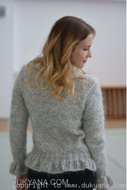 Ruffled cropped mohair cardigan in heather gray