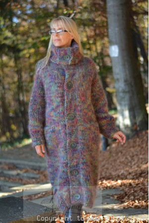 Chunky mohair cardigan in mixed colours