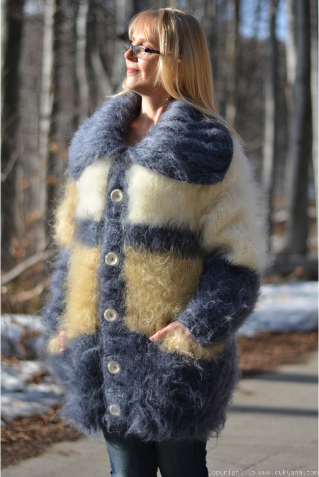 Chunky handknit fuzzy mohair cardigan soft silky luxurious  knitwear-ready/CA99