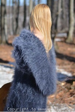 Hand knitted soft and silky huge cowlneck mohair sweater