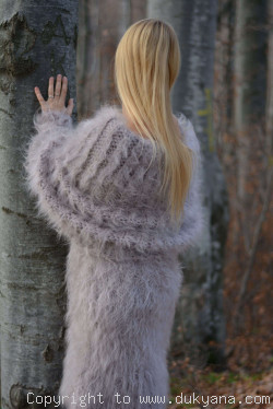 chunky and silky huge cowlneck mohair sweater in beige