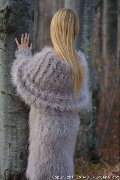 chunky and silky huge cowlneck mohair sweater in beige