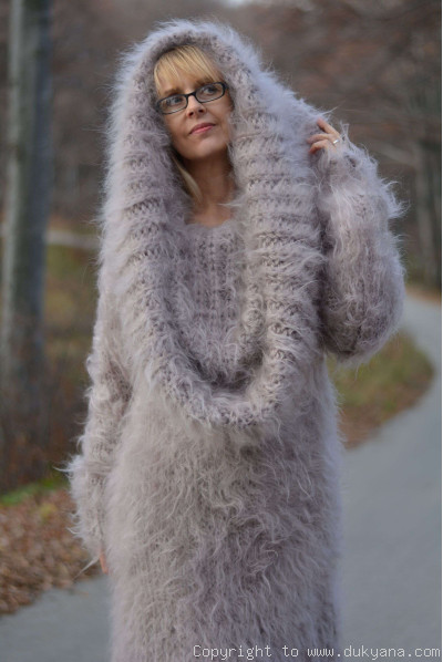 Lavish cowlneck mohair sweater made on request in custom colour