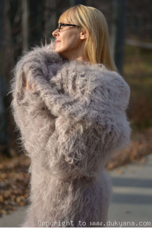 Lavish cowlneck mohair sweater made on request in custom colour