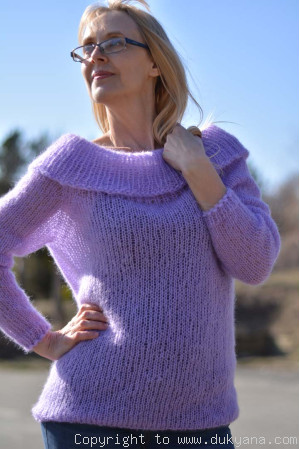 Airy off-shoulder mohair sweater 