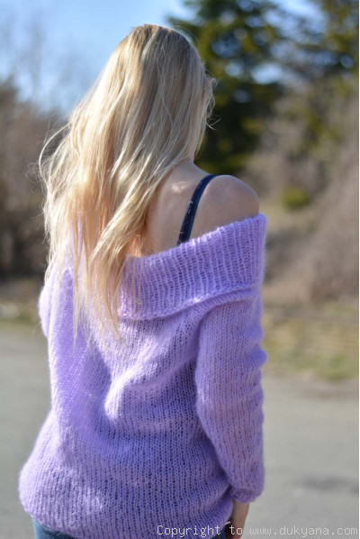 Airy off-shoulder mohair sweater 