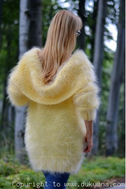 Greek collar mohair sweater in yellow