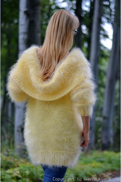 Greek collar mohair sweater in yellow