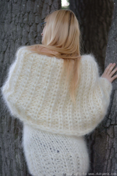 Chunky hand knitted huge cowlneck mohair sweater