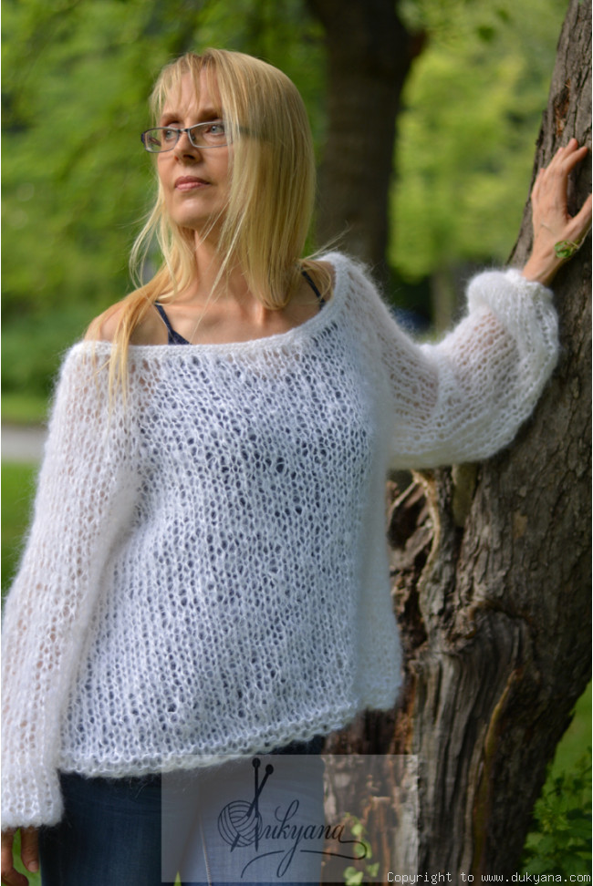 Handknit boho summer sweater mohair mesh cropped sweater/CR43