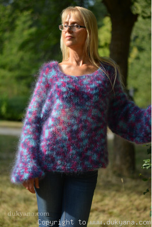 Boho summer mesh sweater in purple mix