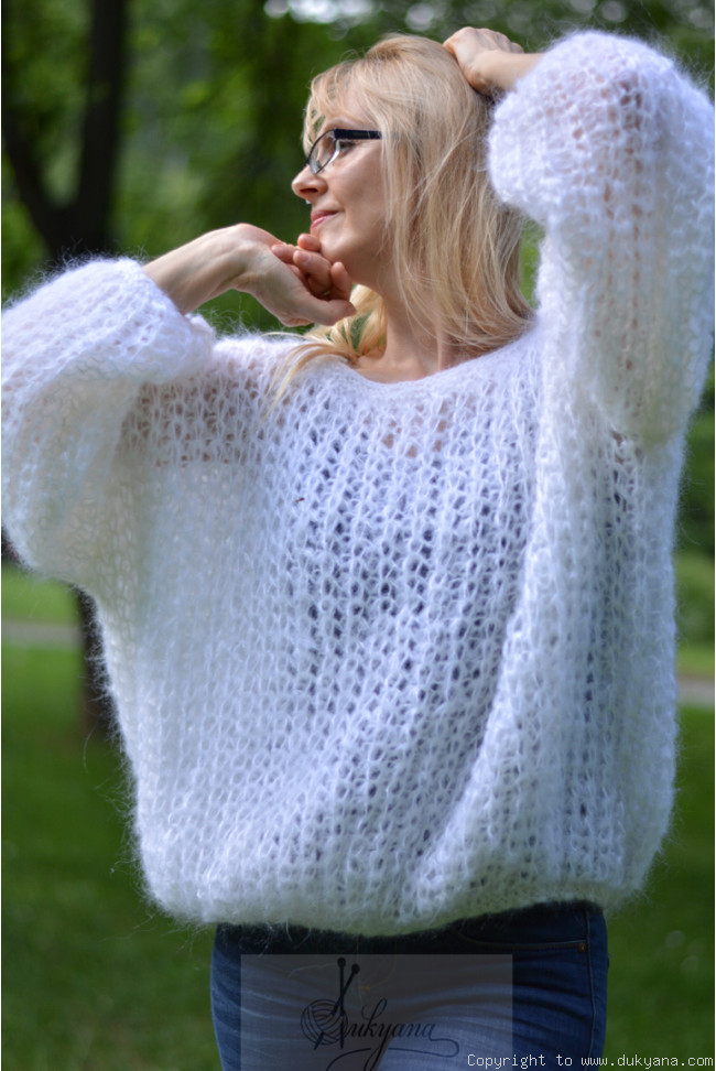Handmade boho sweater knitted balloon sweater summer jumper mesh ...