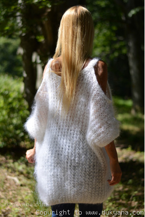 Balloon fuzzy mohair sweater in pure white