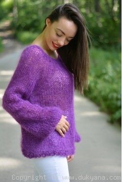 Boho summer mesh sweater in deep purple
