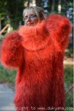 Rainbow chunky mohair dress in orange