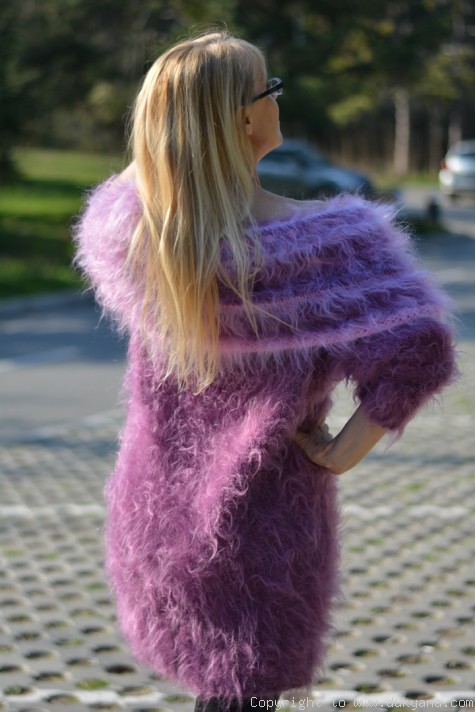 pink mohair sweater dress Hand Knit Mohair Dress, Designer Slochy Fetish Sweater, Fuzzy PINK Sweater, Plus Size Boho Gown by Extravagantza