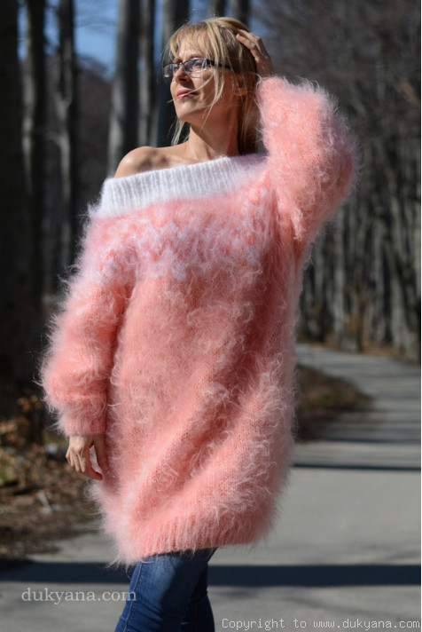 A. Peach Allover Rose Detail Faux Fur Sweater (Juniors) at Von Maur