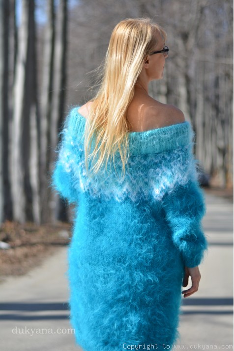 blue fuzzy dress Light Blue Fuzzy Knit Puff Sleeve Maternity Sweater Dress PinkBlush