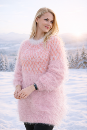 Icelandic mohair sweater in light pink