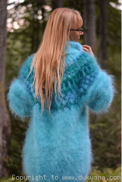 Icelandic mohair sweater dress in turquoise blue