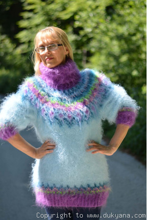 Mint Icelandic mohair sweater Lopapeysa