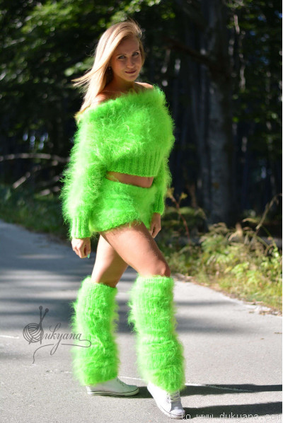3-piece mohair set in vibrant green