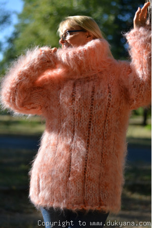 Handmade chunky and soft mohair Tneck sweater unisex