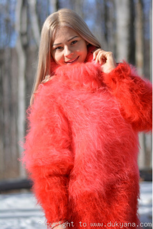 Ombre soft and fuzzy mohair sweater in coral