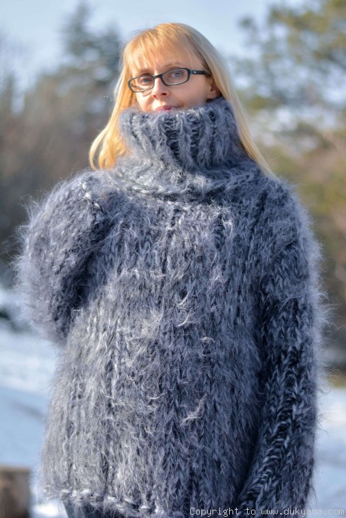 Mens handmade chunky and soft mohair Tneck sweater