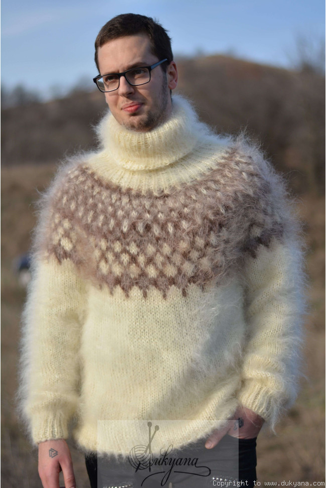 Custom colour Merino blend mens T-neck ribbed sweater