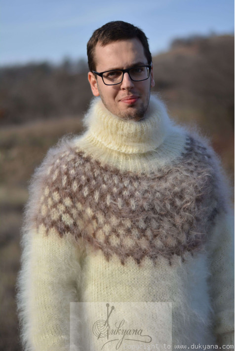Handmade Icelandic T-neck mohair sweater to order/IM36