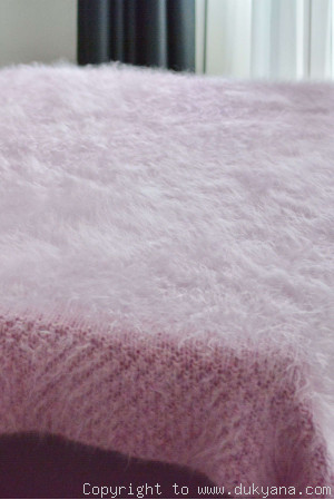 Hand knitted chunky mohair blanket
