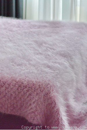 Hand knitted chunky mohair blanket