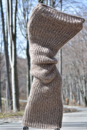 Chunky mohair tube scarf in beige mix