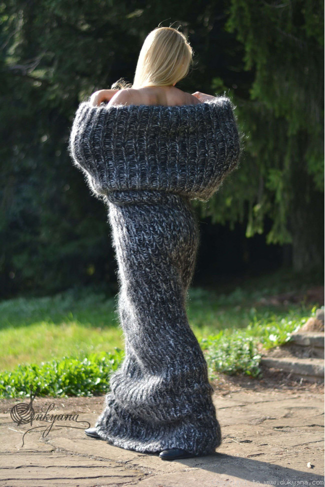 Chunky mohair tube scarf in gray mix/SC8