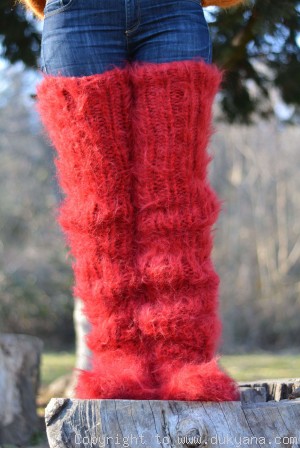 Brushed huge mohair socks hand knitted to order